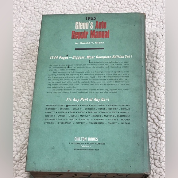 Vintage Glenn's Auto Repair Manual Every American Car 1953 to 1965 Chilton Book - Picture 15 of 16